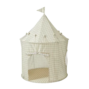 Tente de jeu en tissus recyclé - Beige gingham