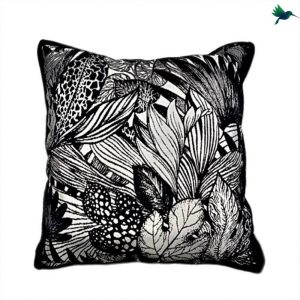 Coussin Feuillage Noir et Blanc