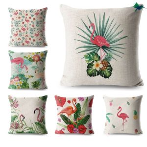 Coussin Flamant Rose Tropical