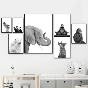 Affiche Animaux Noir et Blanc Enfant