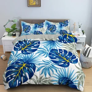Housse de couette Monstera bleu