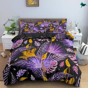 Housse de Couette Tropical Violet et Noir