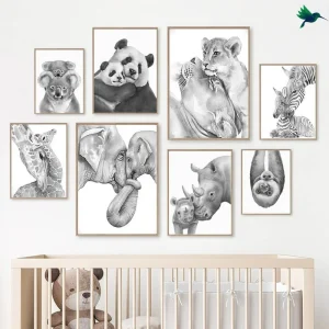 Poster Animaux Noir et Blanc