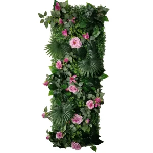 Mur Végétal Artificiel Vert et Rose