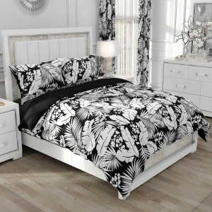 Housse de couette Tropical noir et blanc