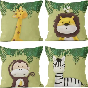Coussin Jungle Animaux Enfant Vert